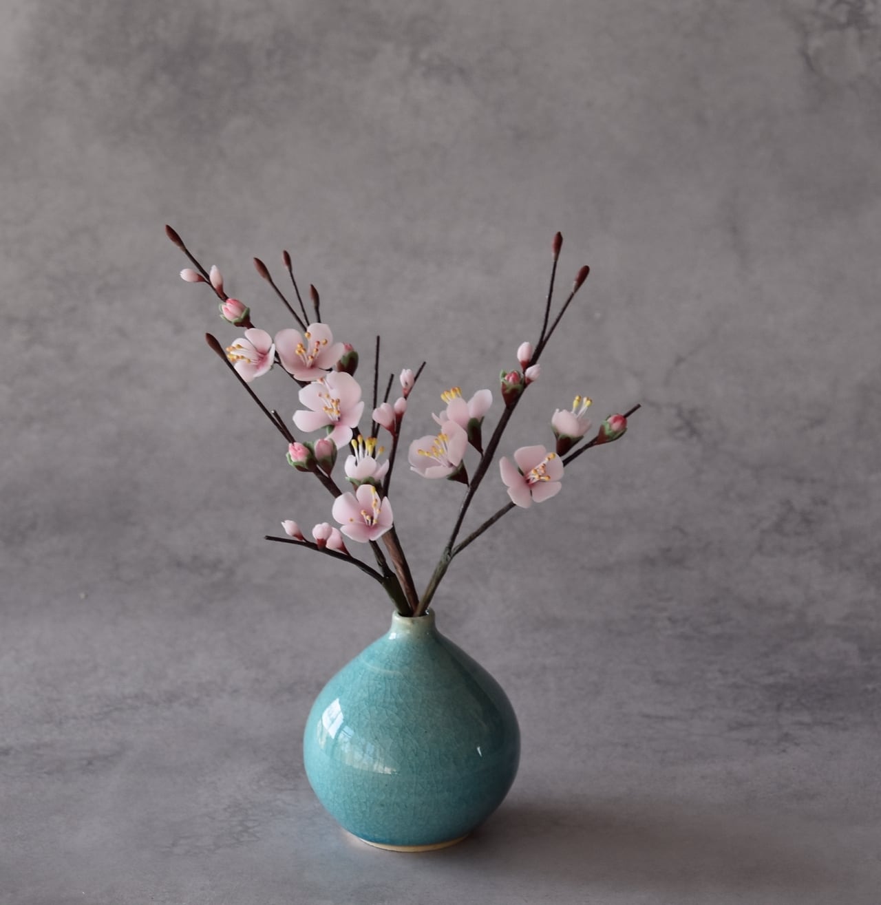 ◇粘土のお花◇ 梅【花瓶 信楽焼】 U1382 | oldfantasy