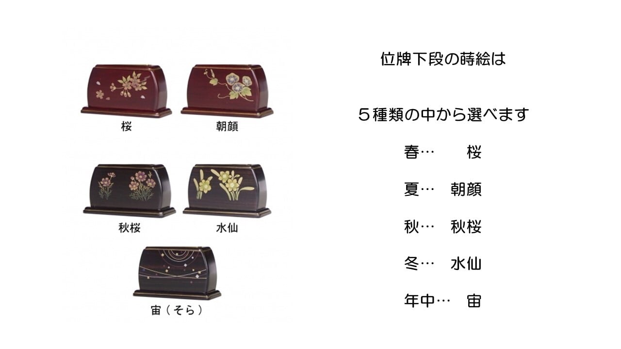 会津蒔絵位牌 四季の舞 （紫檀4寸） | ささき仏壇店