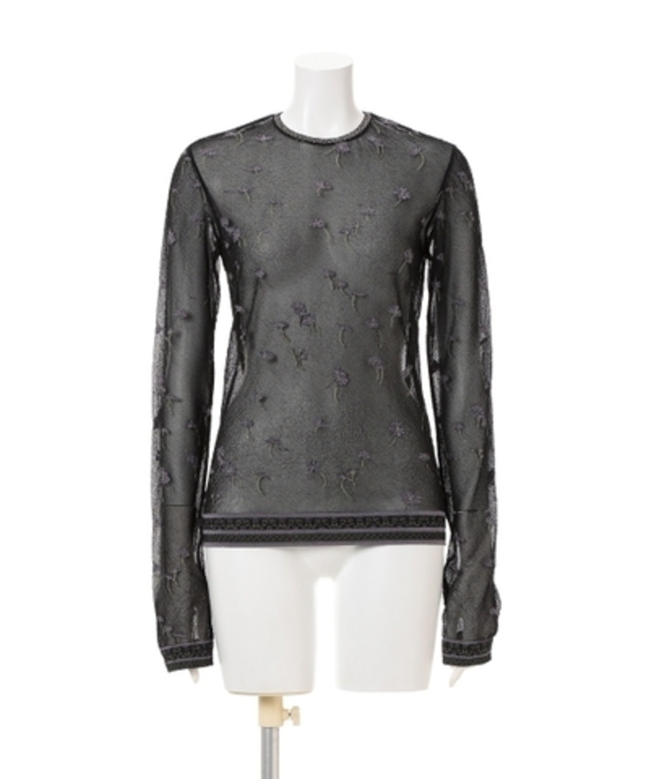 【26AW】Mame Kurogouchi マメ クロゴウチ / トップス / Floral Pattern Long Sleeve Sheer Knit Top - 5