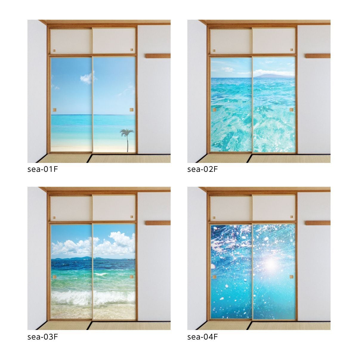 海模様 Ocean blue 襖紙 92cm×182cm 2枚入り 水貼りタイプ アサヒペン