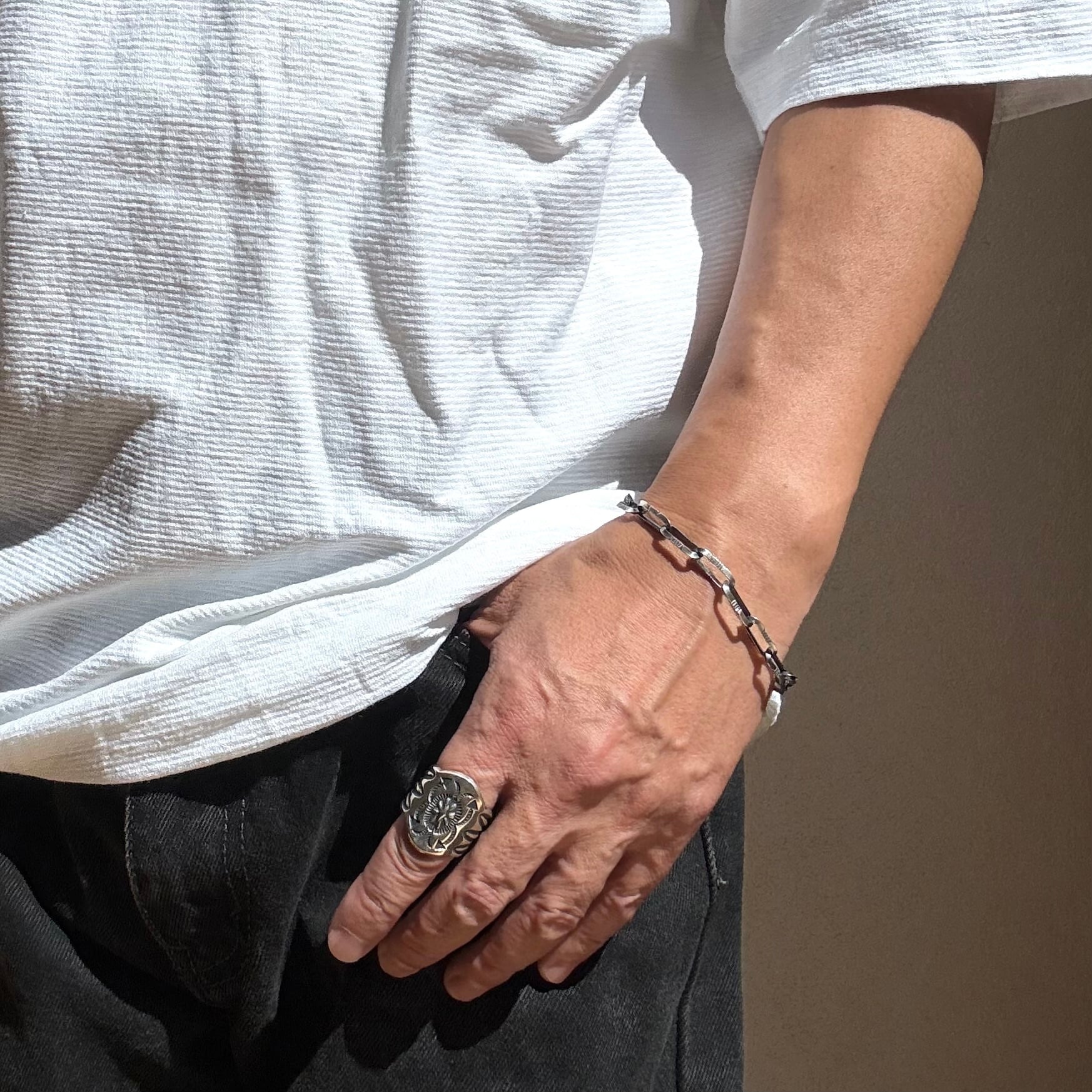 Navajo Chain Bracelet （Triangle Wire Sawed） Size M ナバホ