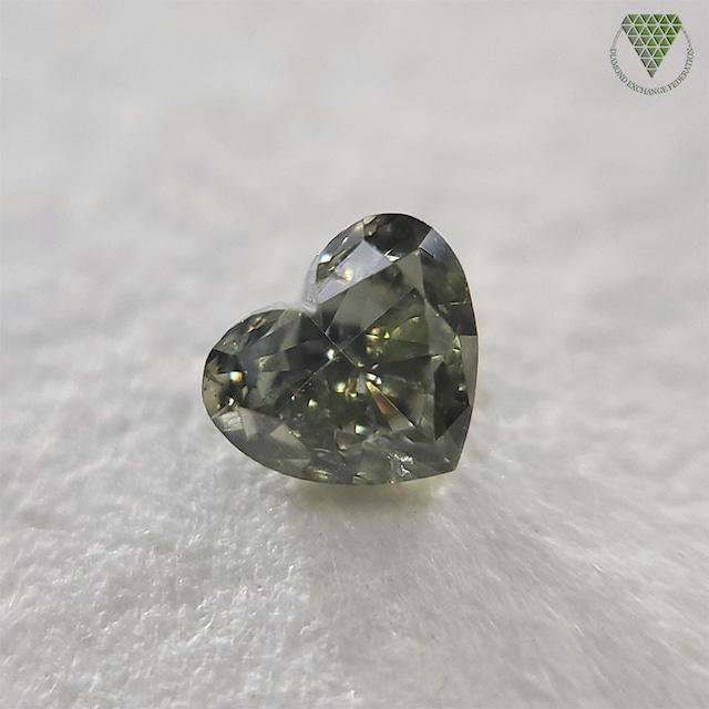 0.153 ct FANCY DARK GRAY GREEN I1 CGL 天然 グレー  グリーン ダイヤモンド ルース ハート シェイプ