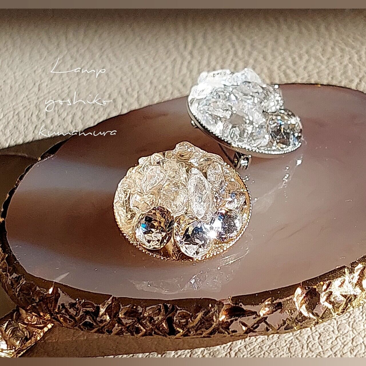 ブローチ クリスタル ガラス 天然石 水晶 アート * 240515A ブローチ クリスタル ガラス 天然石 水晶 アート * 240515A