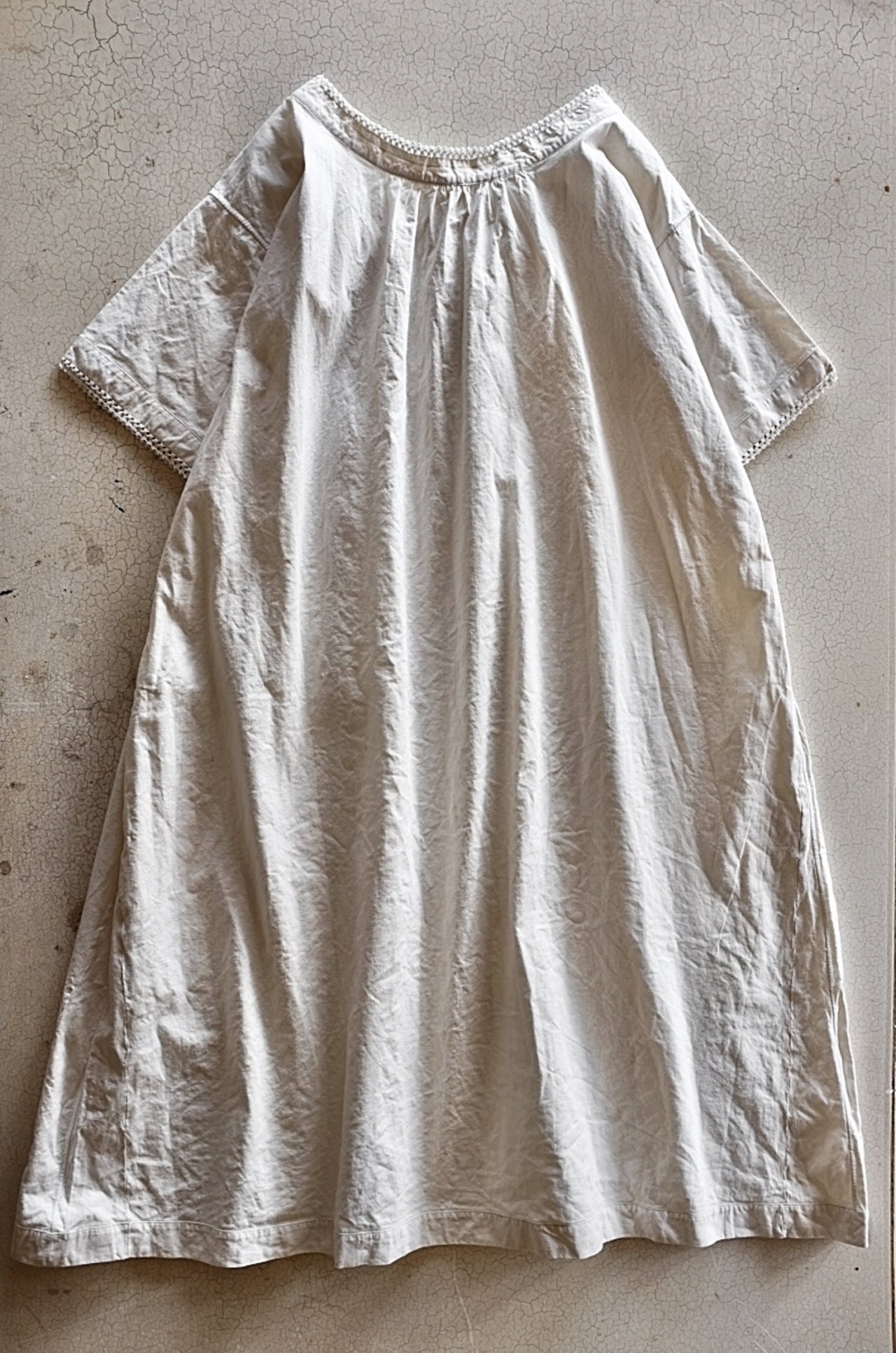 フランス 1900s ダミエのレースとモノグラムとロングワンピースb アンティーク