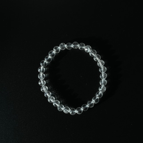 ブラジル産 クリアクォーツ ブレスレット｜6.5mm ファセットカット水晶｜透明感・天然水晶