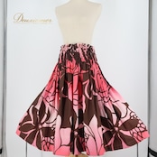 フラダンス 衣装 パウスカート ブラウン系 ピンク系 ツートーン かわいい 花柄 グラデーション 鮮やか 華やか 明るい ふわふわ ハワイアン アロハ ハワイアンプリント フラ ダンス レッスン 練習 かわいらしい スカート