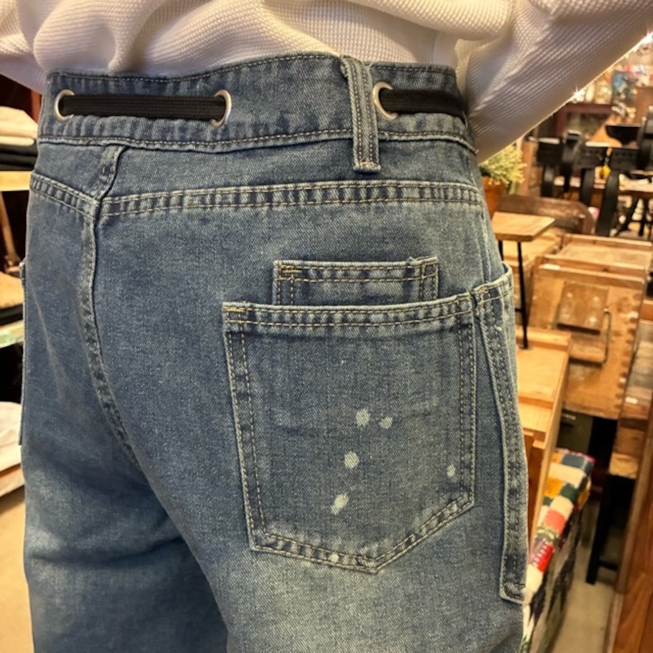 TOPANGA Lady's Ribbon tie loose fit denim pants　リボンタイルーズデニムパンツ