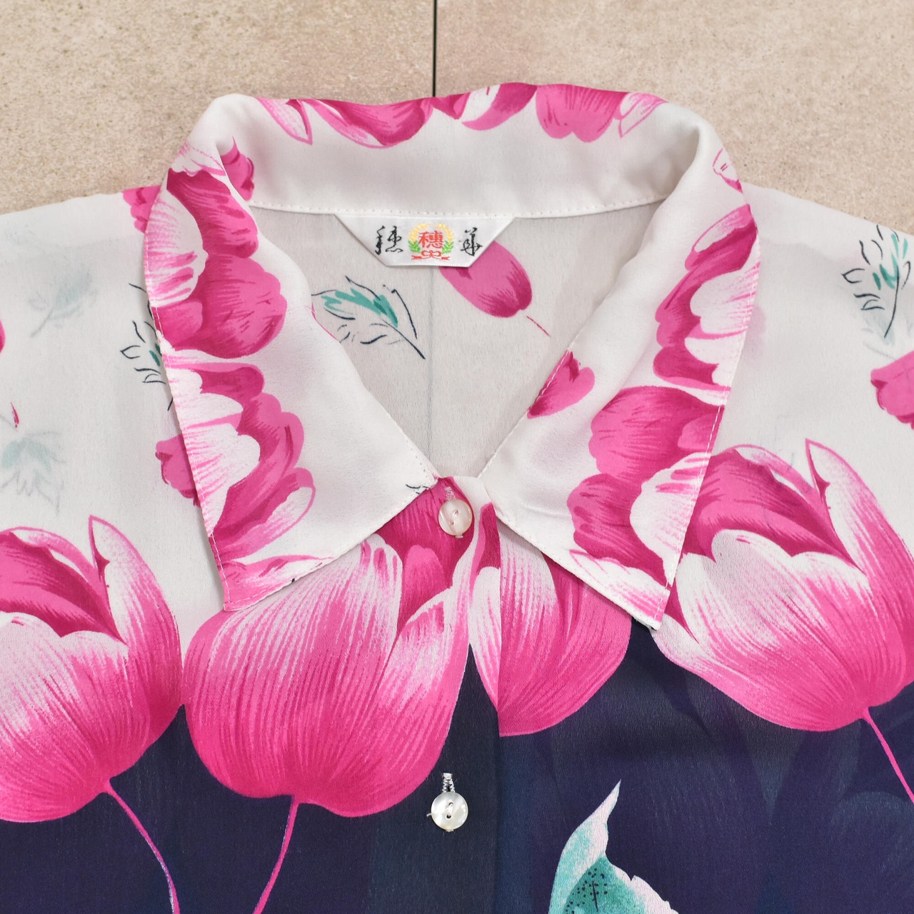 90s～ Asian vtg flower pattern chiffon shirt