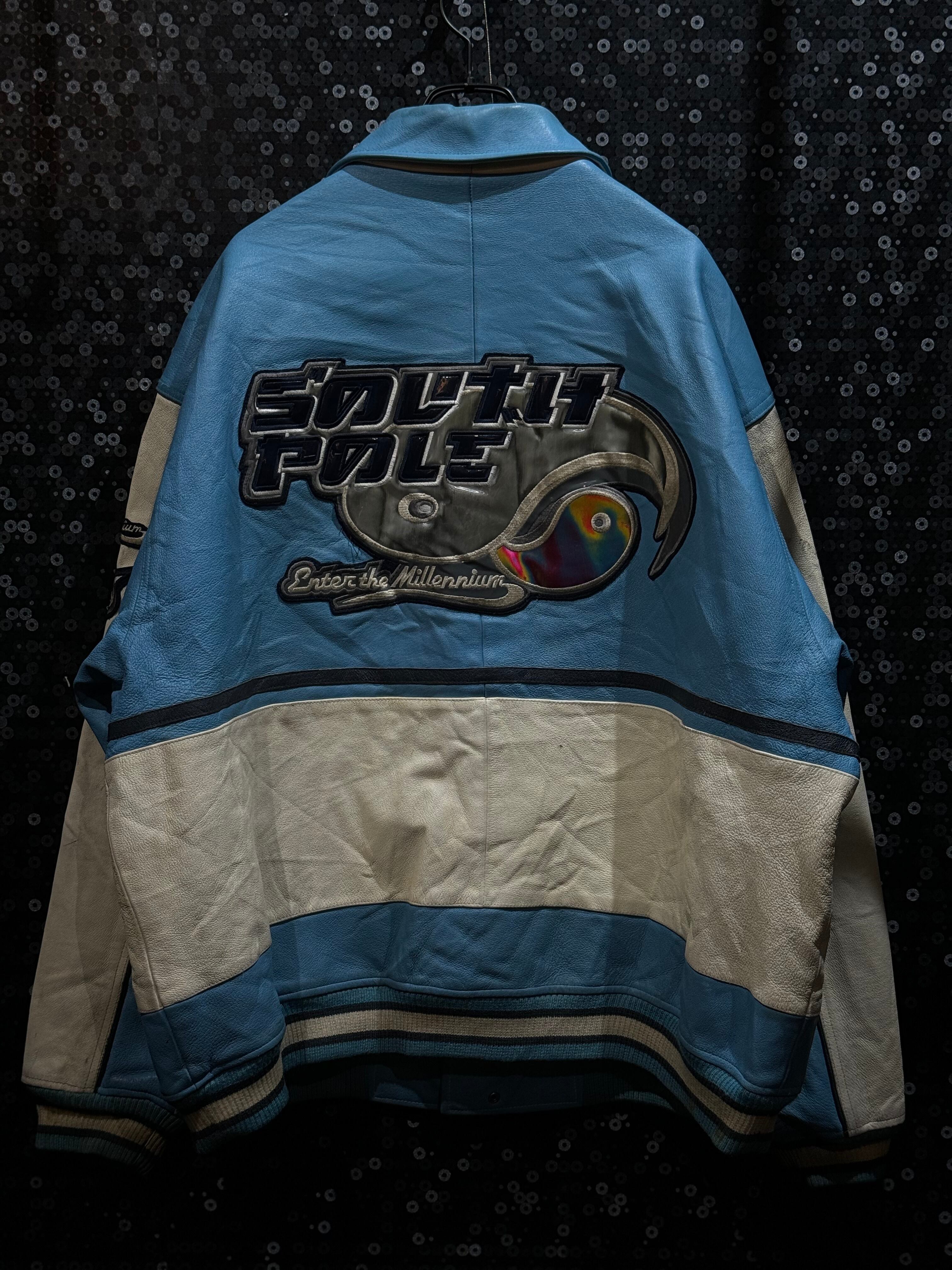 "southpole"vintage mulch color pattern leather jacket