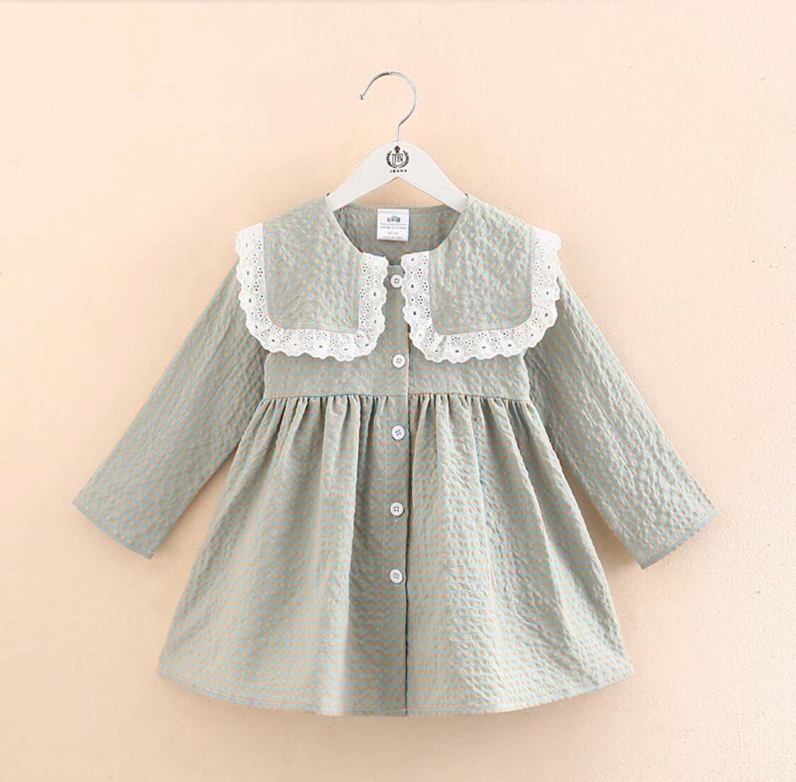 レースカラーワンピース》》》》》海外子供服 ナチュラル レース 女の子 ドレス プチプラ