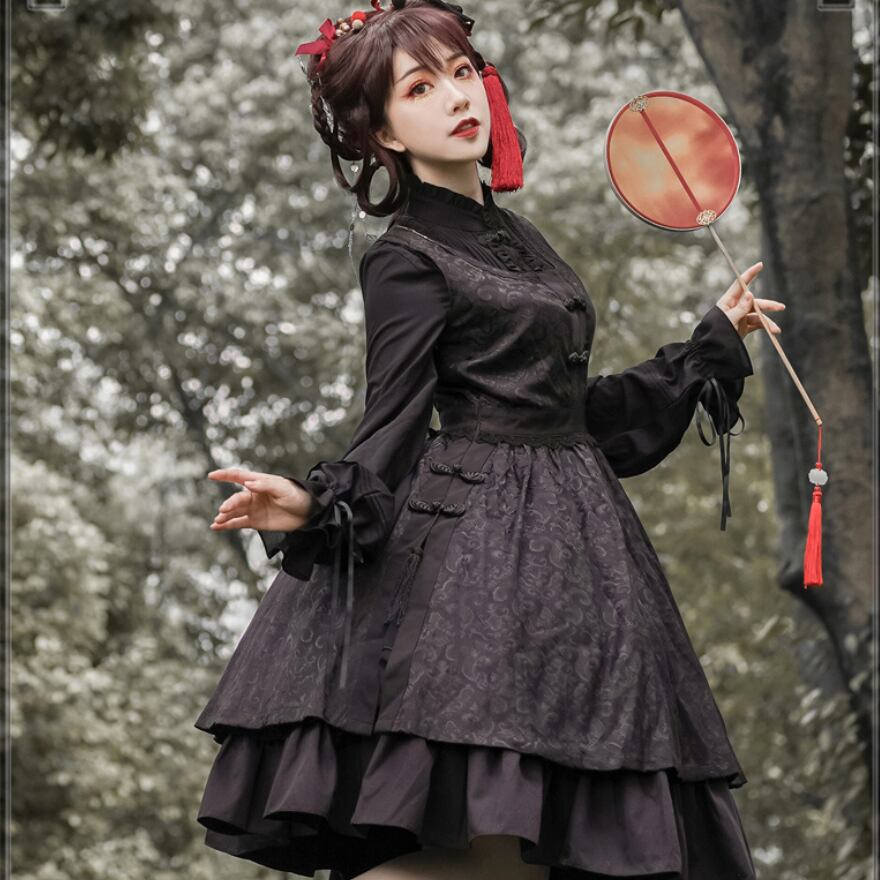 サブカル 服 地雷系 通販 チャイナ風 高級 豪華 ブラウス スタンド