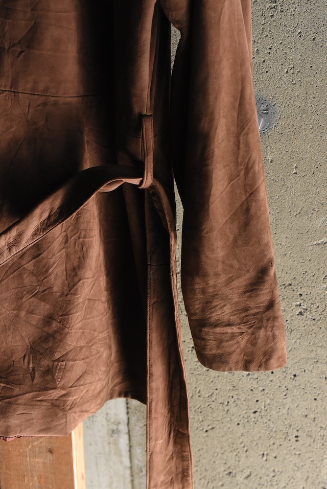 OK／80-90's "Ralph Lauren" nubuck leather harf coat