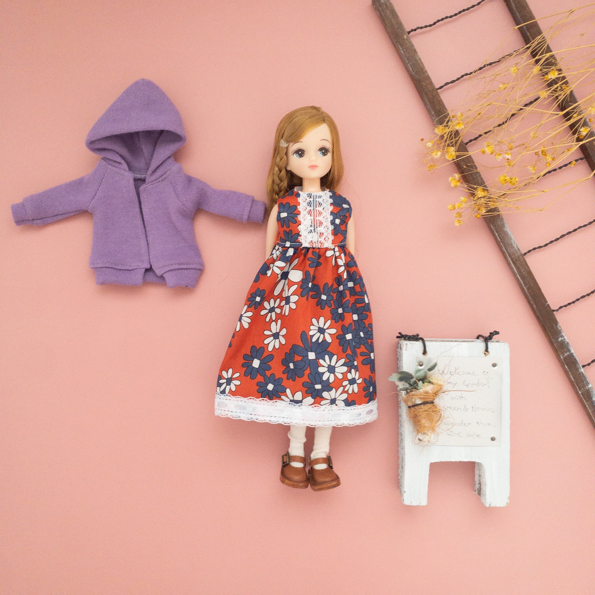 2点セット】パーカーコーデ（紫赤ワンピース）リカちゃん | dollkamiyu