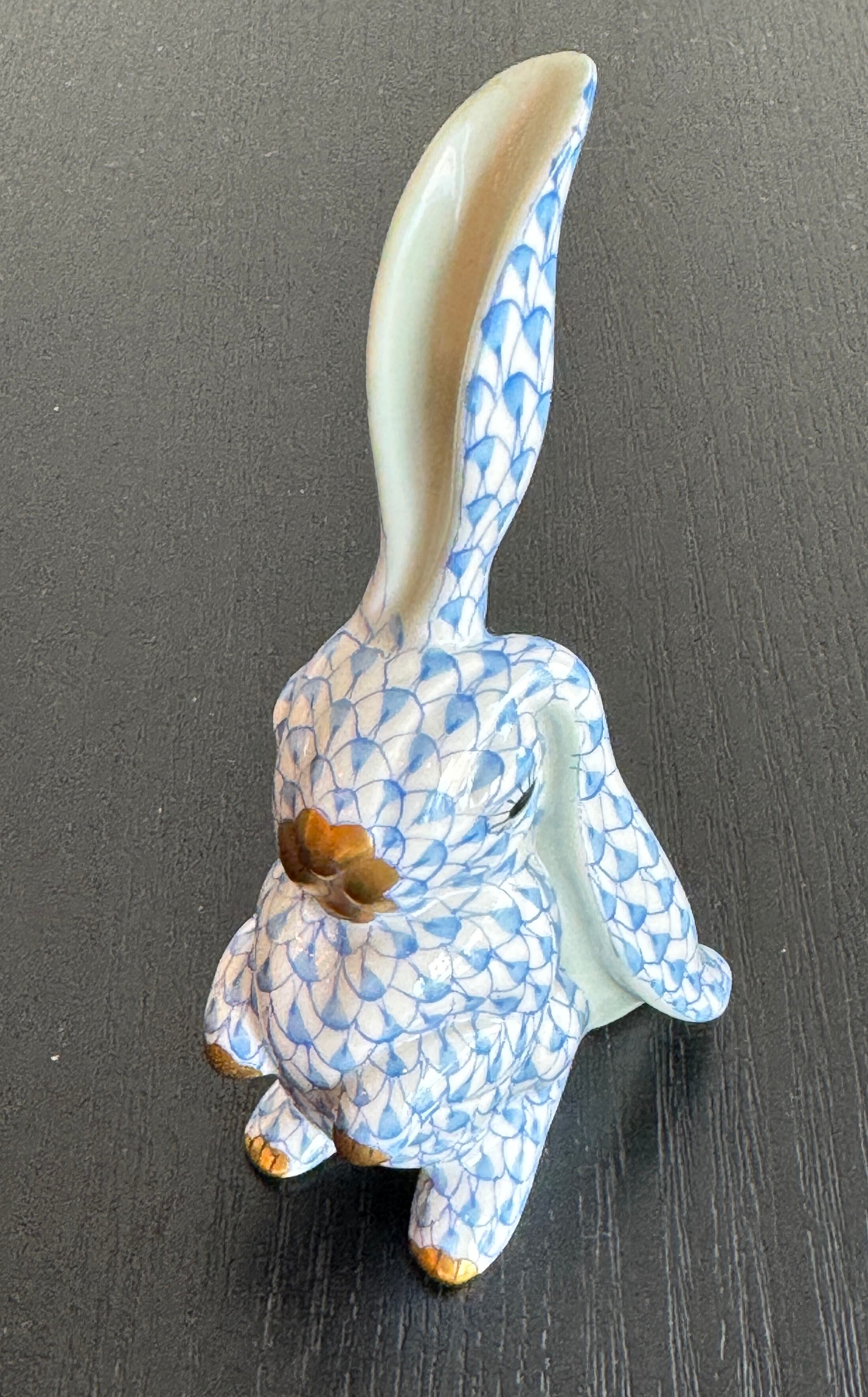 Herend ヘレンド ブルーフィッシュネット うさぎフィギュリン Herend ヘレンド うさぎ フィギュリン ブルーフィッシュネット 高さ