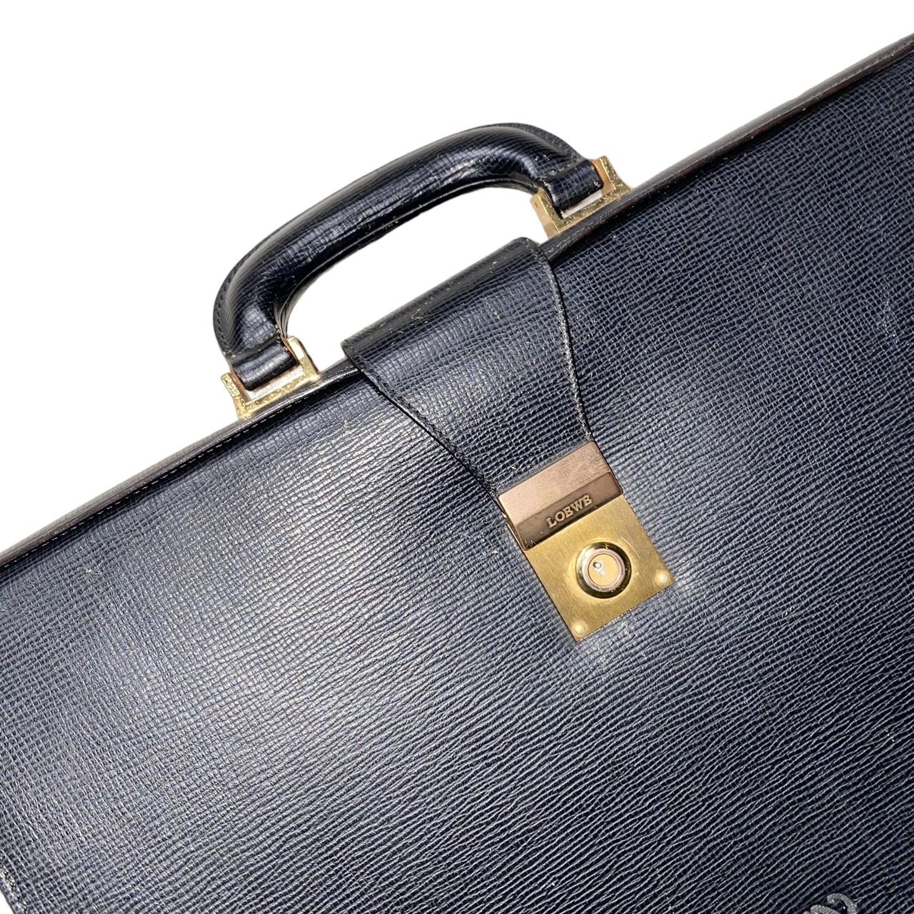 vintage LOEWE black leather briefcase