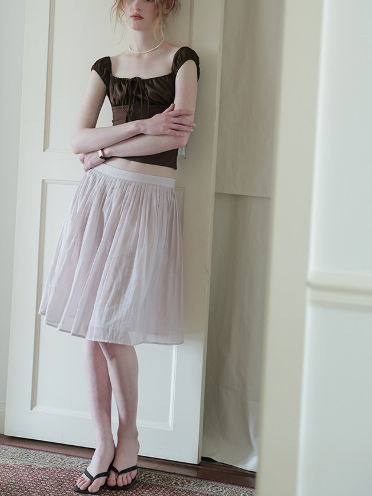 Chocolat Gathered Corset Top F0707