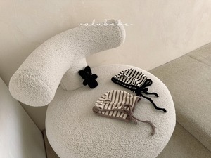 【valu bebe】キャットボーダーボネット ベビーサイズ ブラック