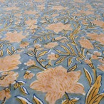 ブロックプリント生地【50cm単位】インド綿 花柄 カーキ×黄色 #22849-GR1