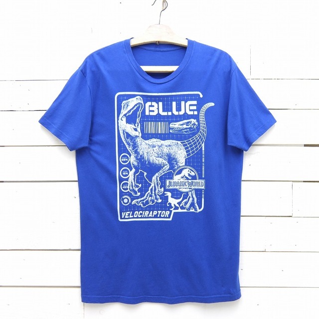 Jurassic World ジュラシック ワールド Velociraptor Blue ブルー 恐竜 キャラクター プリントTシャツ メンズ Mサイズ相当