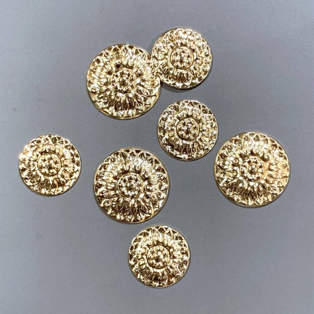 USA真鍮 お花模様ラウンドプレートM（20mm）