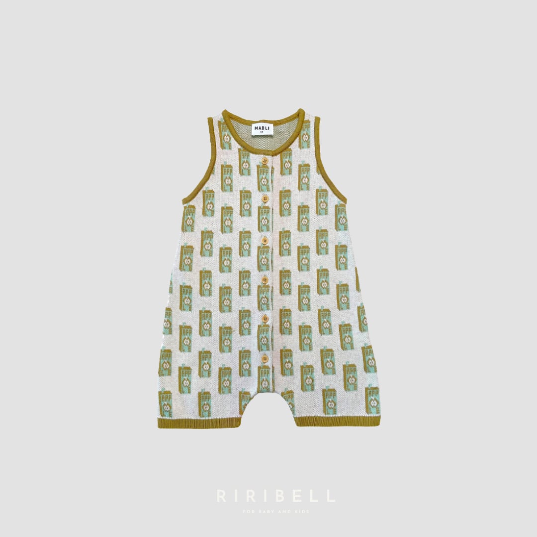 予約【MABLI】JUICE BOX ROMPER - GREEN APPLE