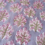 ブロックプリント生地【50cm単位】インド綿 小花柄 くすみパープルグレー×ピンク #26159-PR2