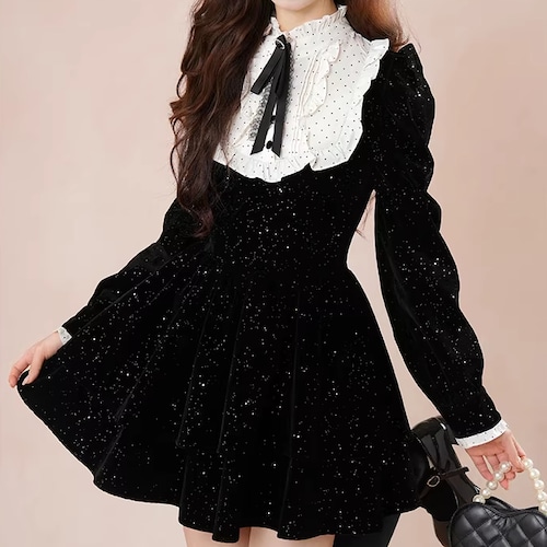 ドットビブヨークフリルシャイニーワンピ ・74784