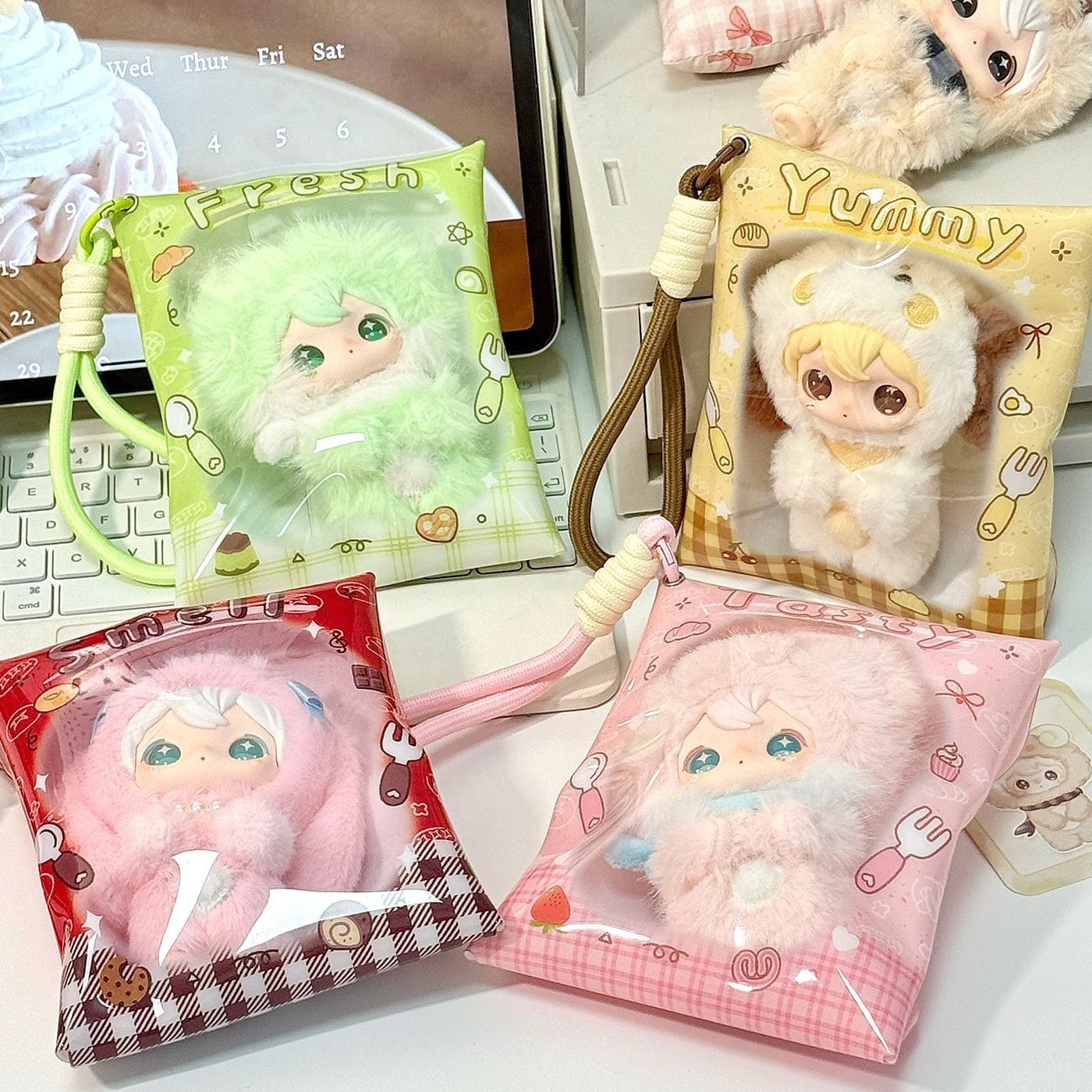13cm以下ぬいぐるみ対応 透明 PVC 痛バッグ かわいい スイーツ柄 防水