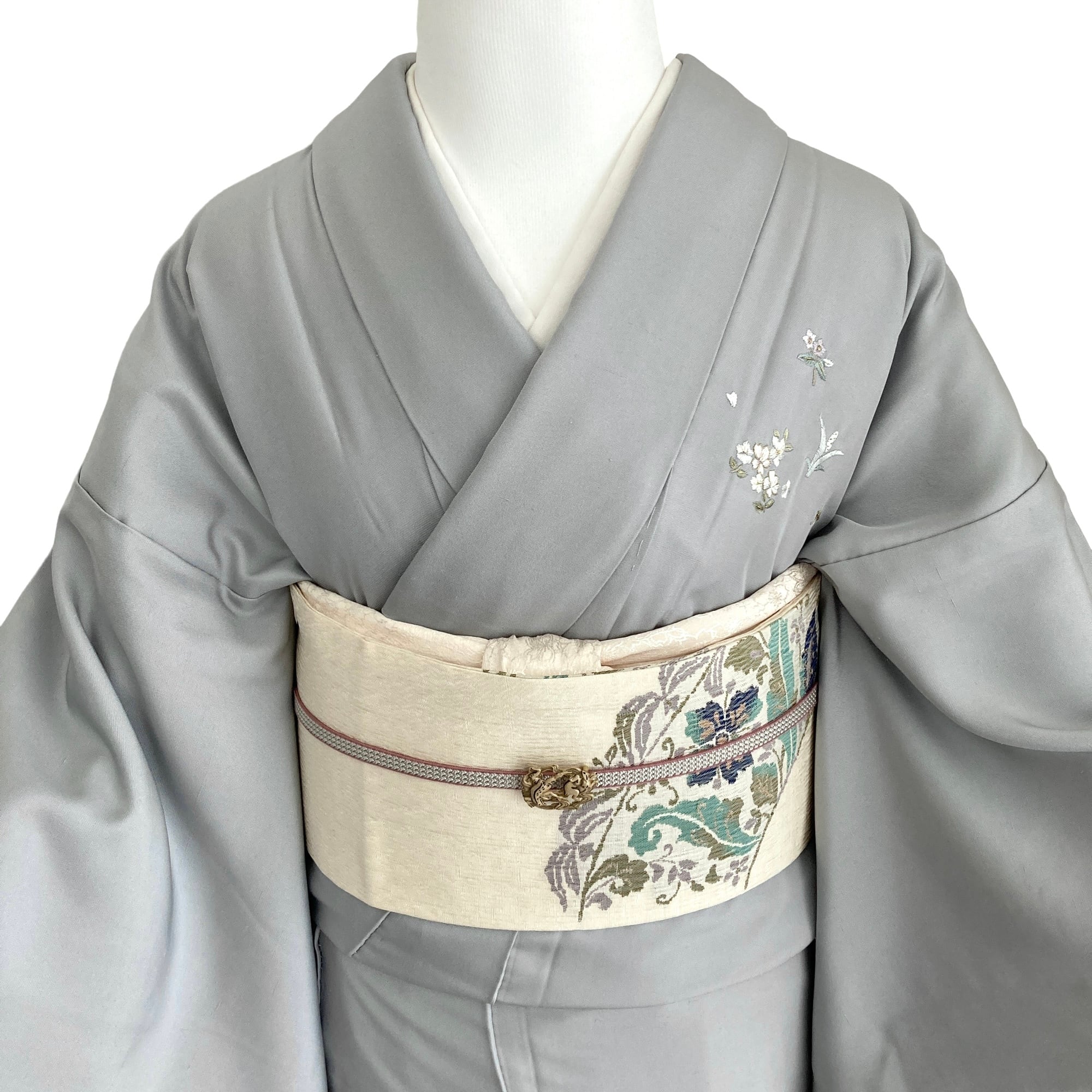 梅桜藤菖蒲楓菊 四季の花 紬 刺繍の着物 | キモノ山猫