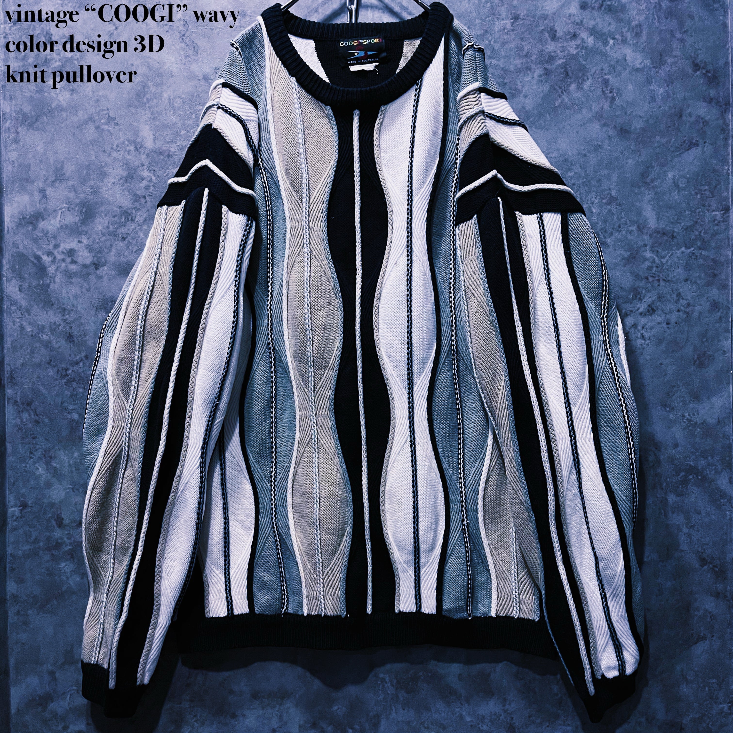【doppio】vintage “COOGI” wavy color design 3D knit pullover