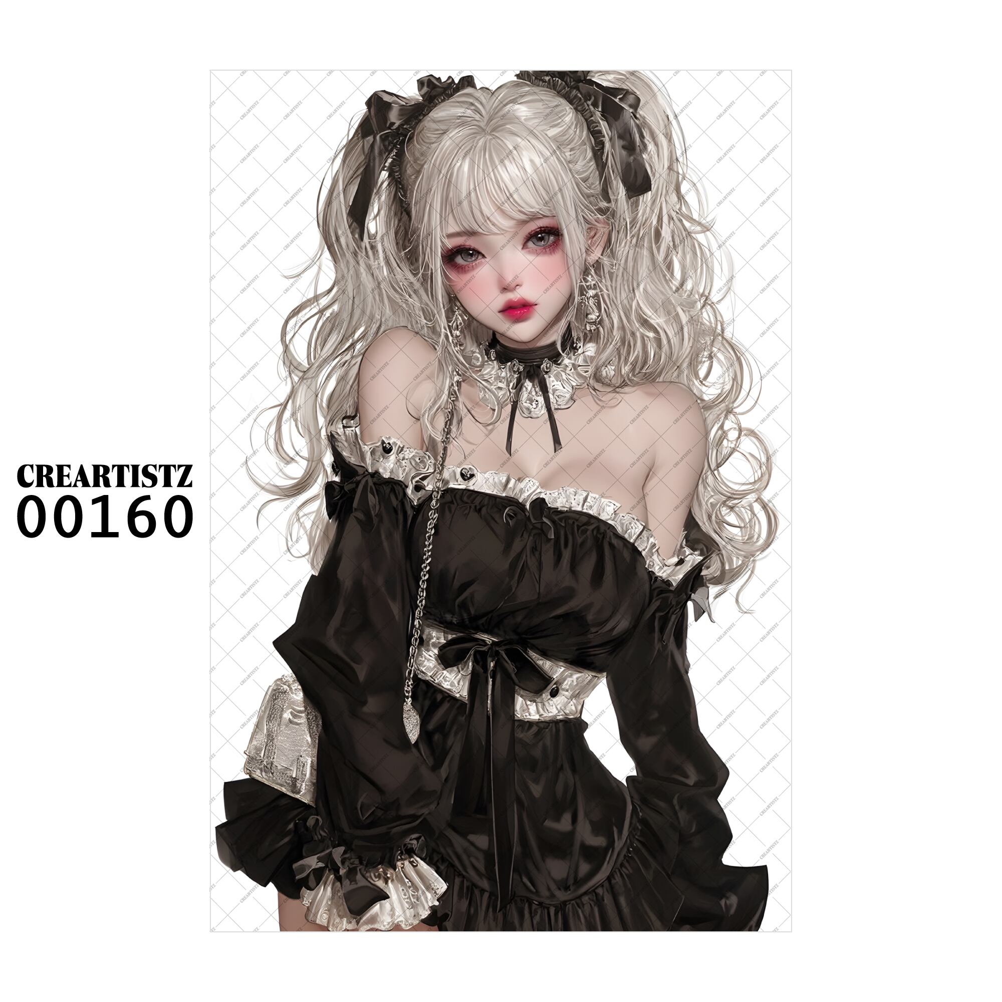 00160 ガール キュート オリジナル ペーパー/ステッカー 4枚セット CREARTISTZ