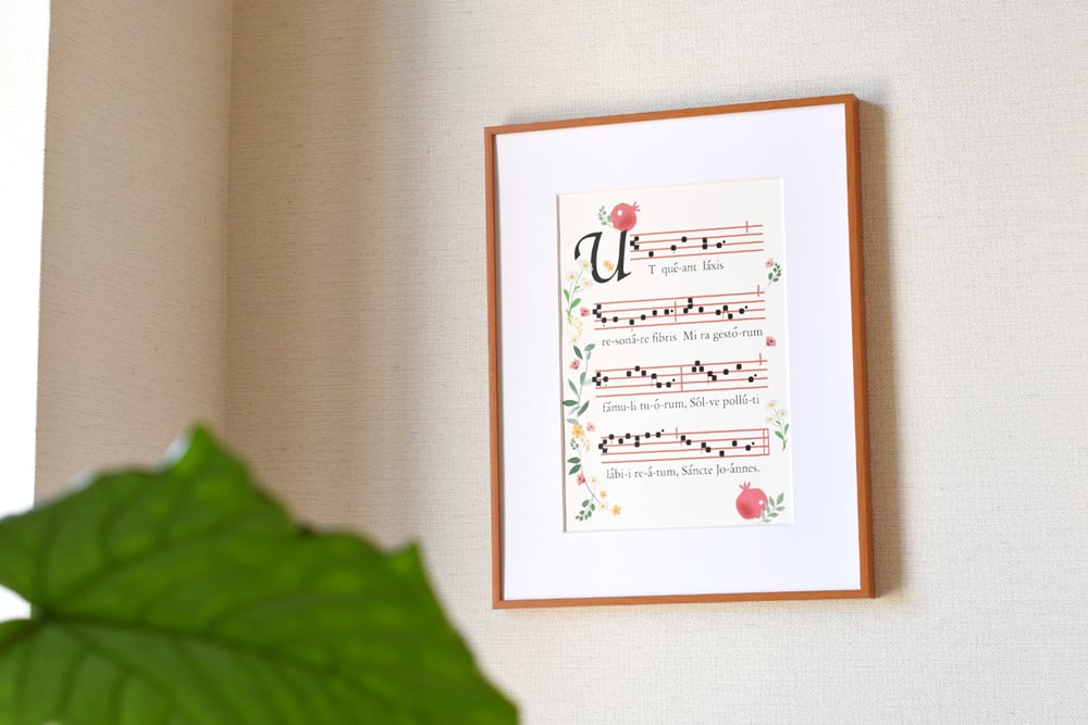 ドレミの発祥のネウマ譜の音楽ポスター♪ A4サイズ プレミアムマット紙