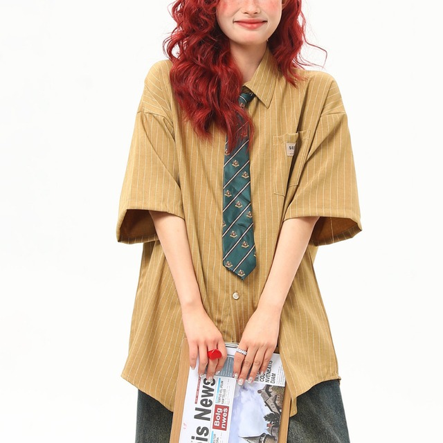 classic striped short-sleeved shirt　クラシックストライプ半袖シャツ　J1973