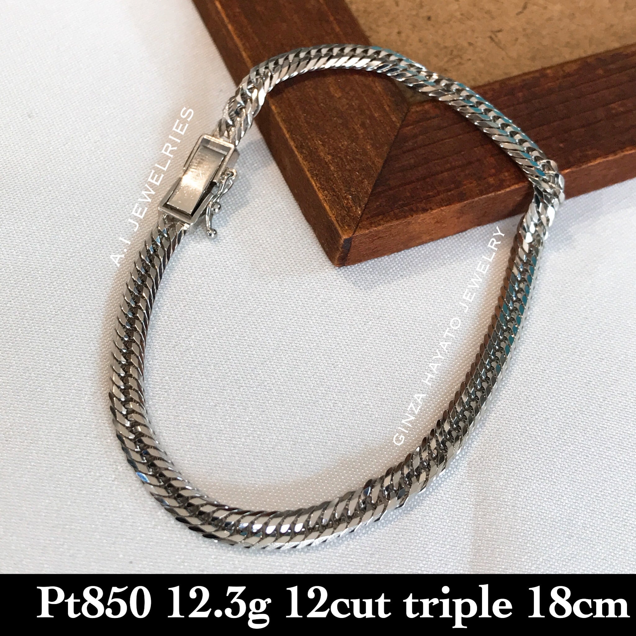 Pt850 プラチナ850 12面トリプル喜平 ブレスレット 12g メンズ