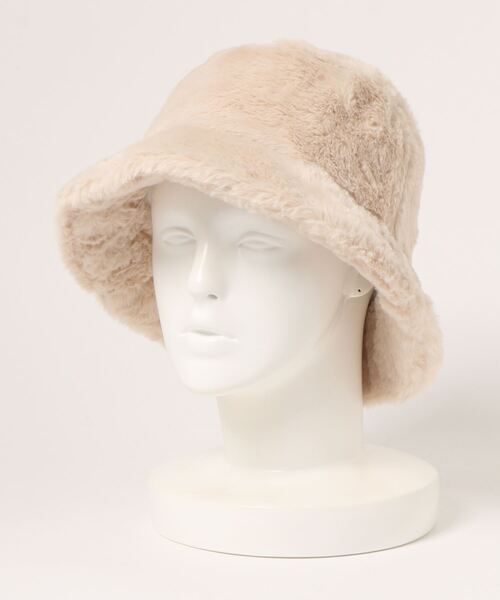 ammy. (エイミードット) ふわふわ ファー バケット ハット ナチュラル
