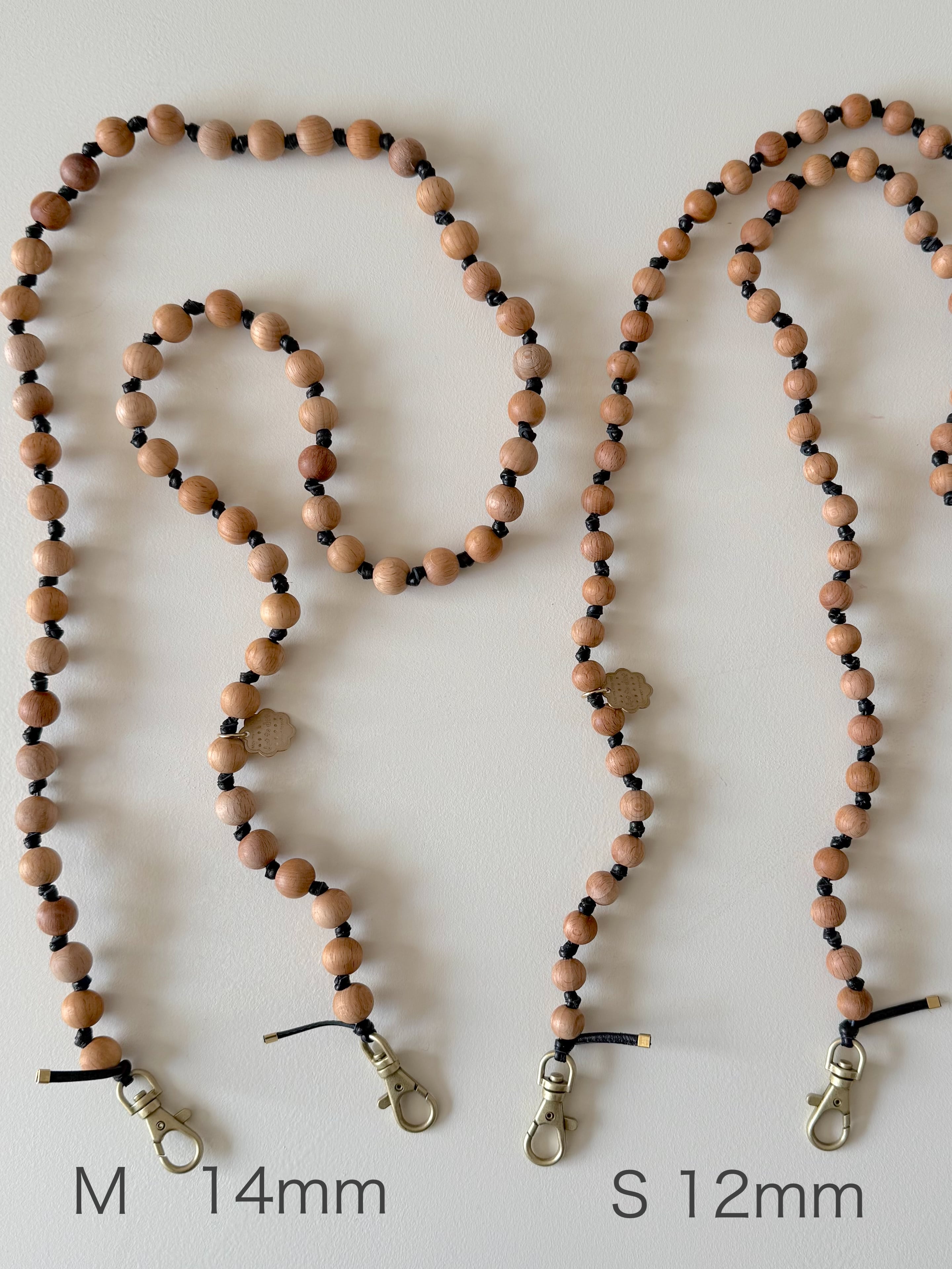 Mサイズ14mm） ステッチ本革 WOOD BALL STRAP | dottodot-works