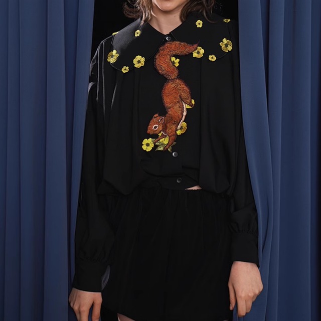 【Camoooni】リス刺繍ネクタイ　10968