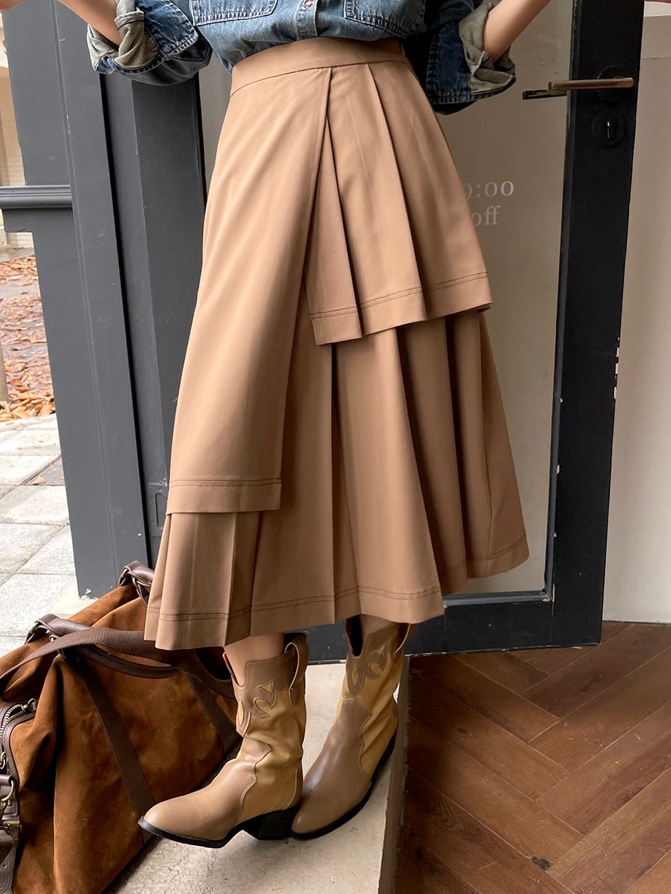 Asymmetry pleats skirt（アシンメトリプリーツスカート）c-015
