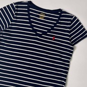 POLO RALPH LAUREN ラルフローレン ボーダー Vネック 半袖 Tシャツ S/ネイビー メンズ