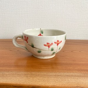 八風窯 スープカップ 赤小花・青小花