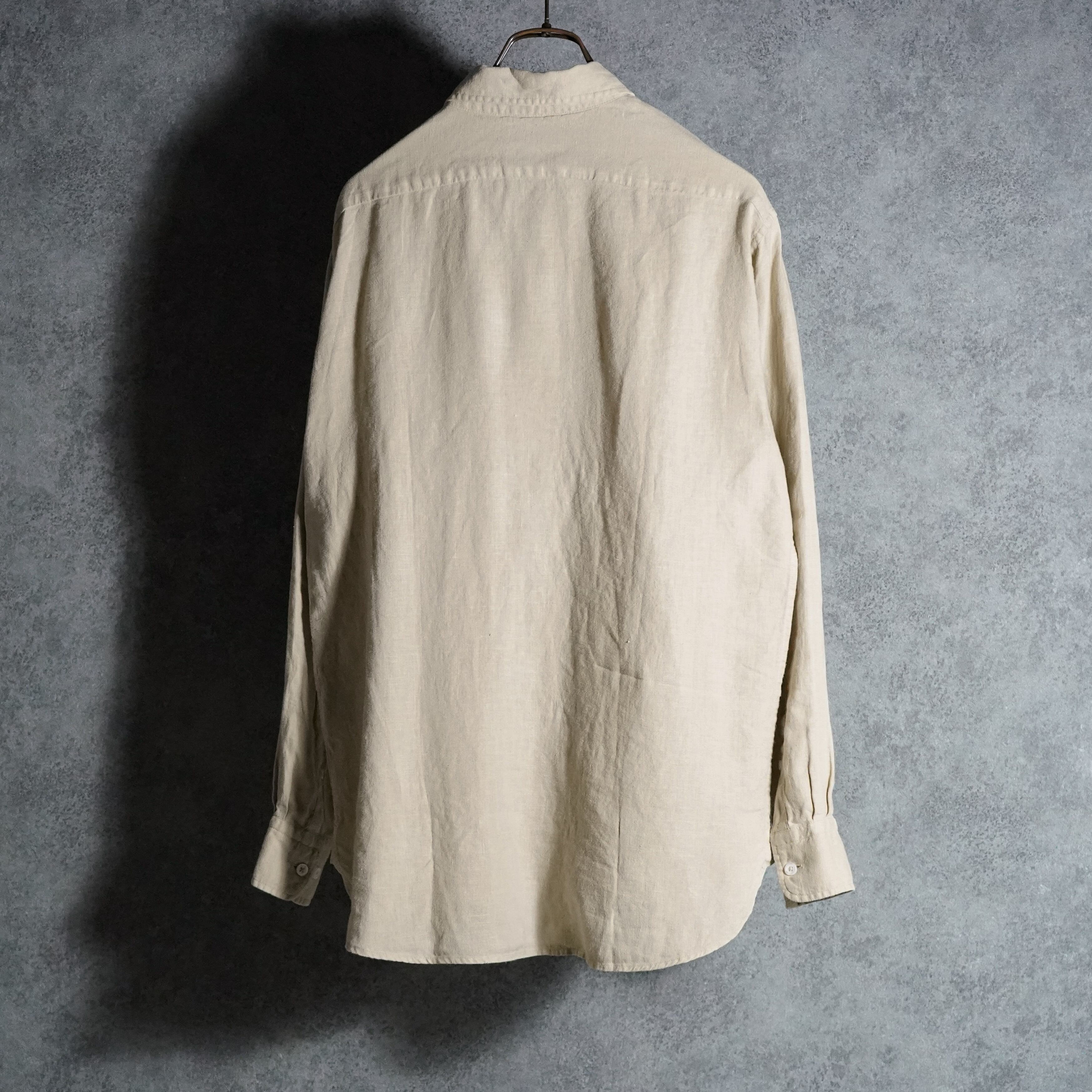 GAMBERT CUSTOM SHIRTS Linen Double Flap Pocket Sand Beige