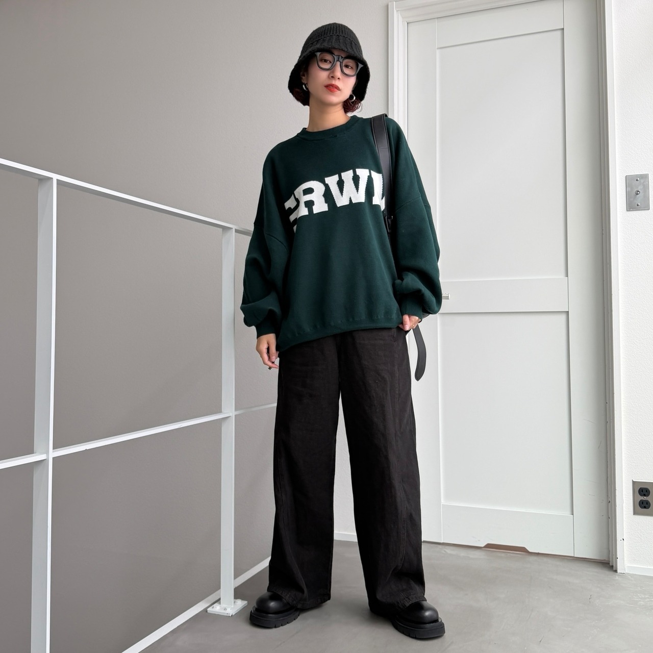 [GRWM]ボリュームワイドknit/グリーン