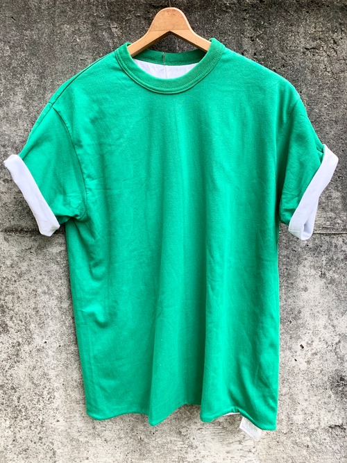 Dead Stock Vintage Double Face Green & White T Shirt Made In USA