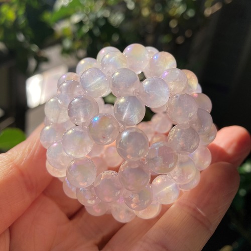 バッキーボール （ローズクオーツレインボーオーラ丸玉水晶　8ミリ90粒使用）