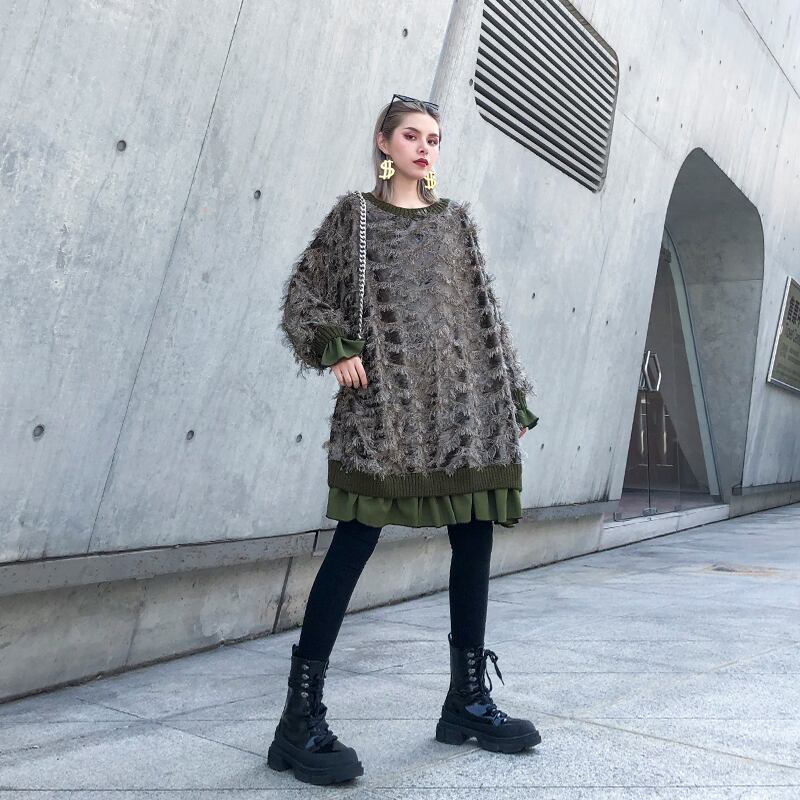 ベルベットウールトップス スプリングオータムロング 長袖 大きめサイズ 春物 秋物 ラブタオタオダレンハウス12452159214