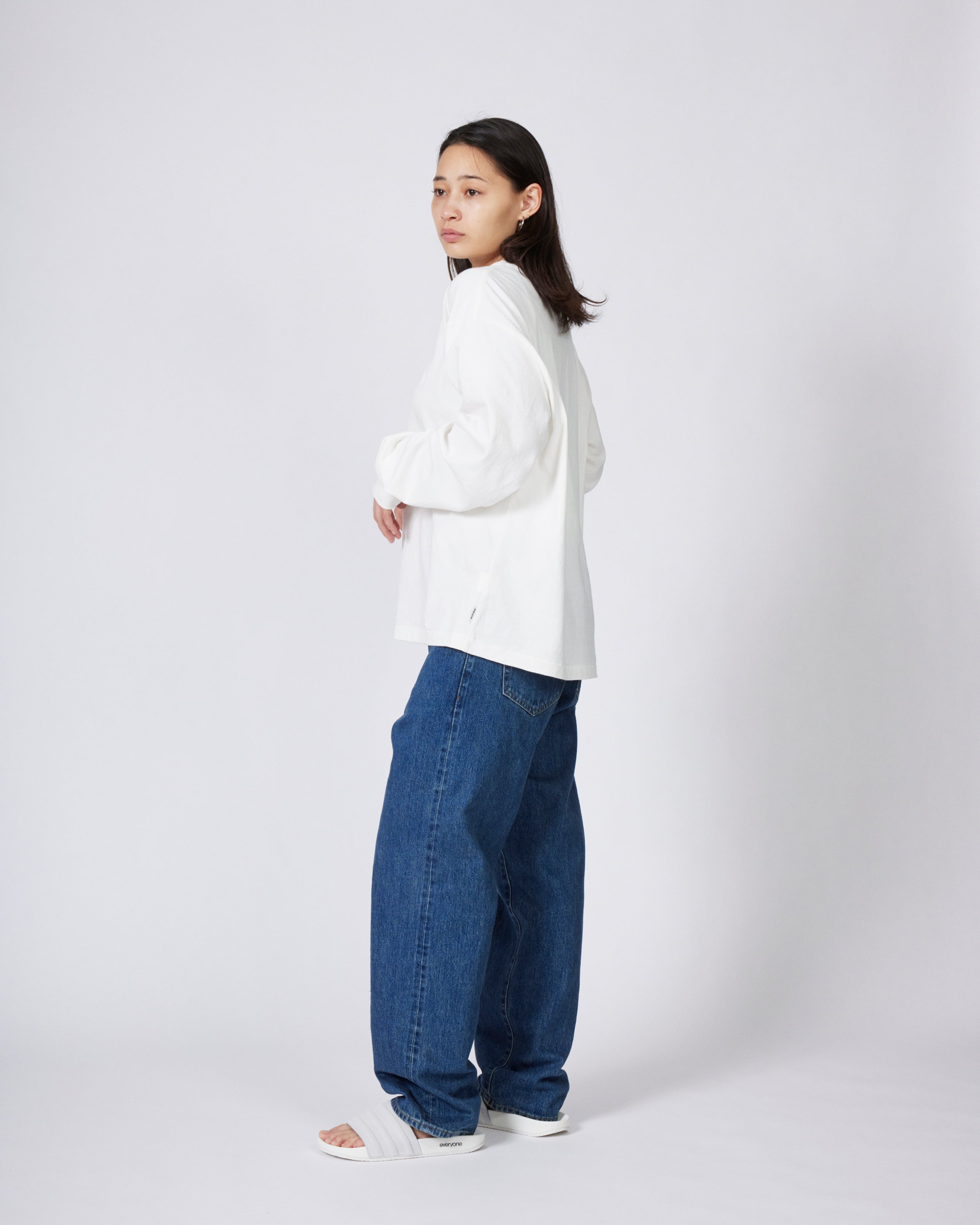 everyone american cotton long sleeve tee shirt (WHITE) | everyone
