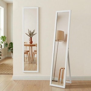 【在庫のみ】VECELO 姿見 全身鏡 スタンドミラー 117*27cm ホワイト 全身ミラー すがた鏡 折りたたみ 立て掛け 木製フレーム 飛散防止加工 シンプル