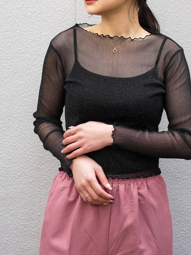 Vintage glitter sheer tops