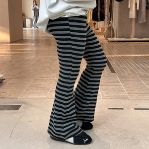 秋ストレッチ素材ボーダーボトムス