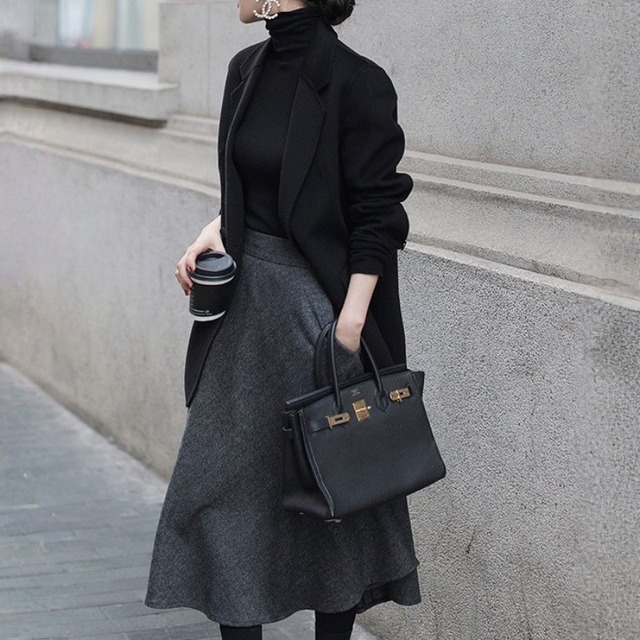 ポケット付き ミモレ丈 フレアスカート　204513